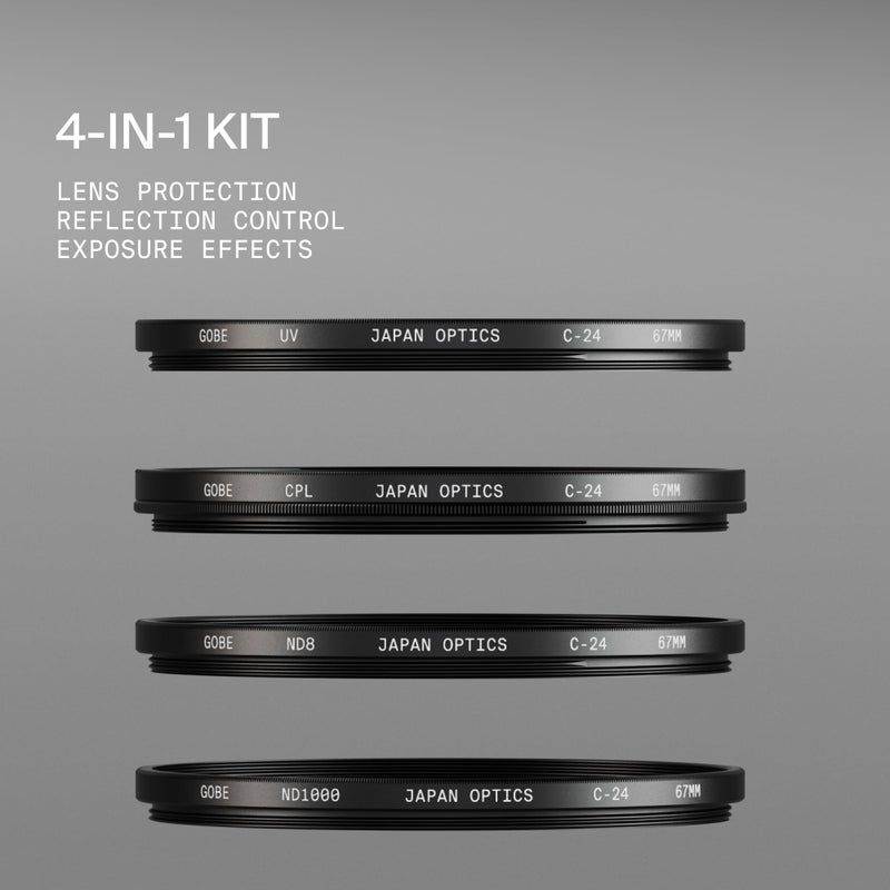 Gobe 58mm UV, Circular Polarizing (CPL), ND8, ND1000 Lens Filter Kit - Image 3